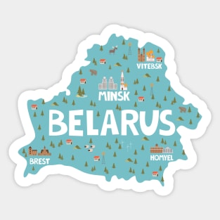 Republic of Belarus Illustrated Map Sticker